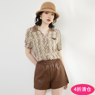 衬衫 Outlets专柜撤柜正品 复古怀旧上衣短袖 新款 女 汉货精品HH夏装