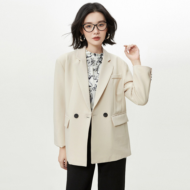 奥特莱斯品牌折扣 YJ秋装新款 气质通勤西装上衣两粒扣长袖外套女