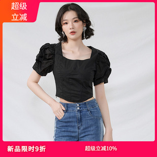 2025年夏裝 上衣設(shè)計(jì)感T恤女 減齡甜酷泡泡袖 Outlets專柜CZ系列時(shí)尚
