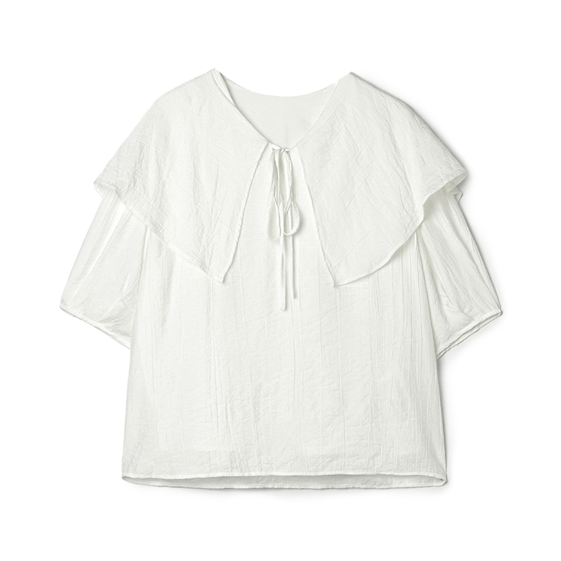 显瘦上衣套头五分袖衬衫