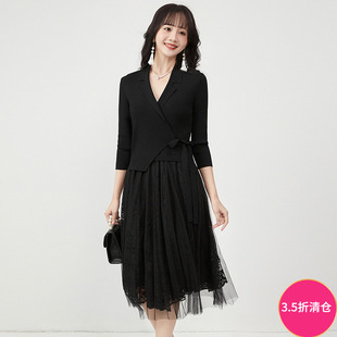 Outlets专柜 2025年春装 高端FS系列松紧腰显瘦裙子套头高弹连衣裙
