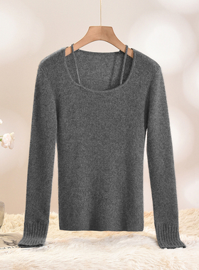 Outlets专柜撤柜正品 HZ冬装2025新款含羊毛上衣设计感修身毛衣女