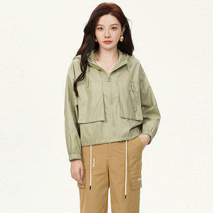 纯色皮衣外套女 ZK系列洋气连帽上衣蝙蝠袖 2025年秋装 Outlets专柜