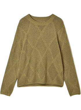 奥特莱斯品牌折扣 MO秋装新款 清爽减龄纯色上衣套头圆领针织衫女