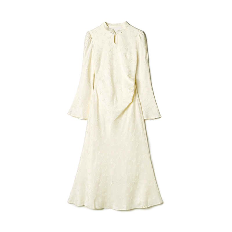 气质中长裙立领连衣裙