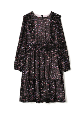 Outlets专柜撤柜正品 BP秋装2025新款时髦碎花中裙高腰长袖连衣裙