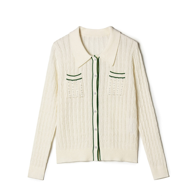 开衫上衣单排扣微弹毛衣