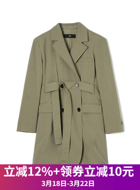 奥莱专柜品牌撤柜正品 WM春装新款 都市女性时尚感纯色长款外套女