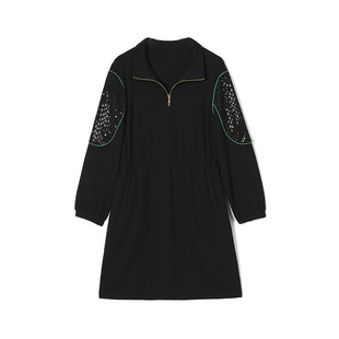 奥莱专柜品牌撤柜正品 UN春装2026新款 亮片设计短裙微弹力连衣裙