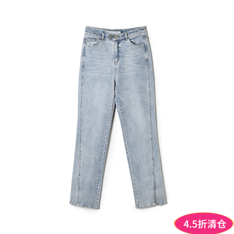 2025年秋装Outlets专柜 高端LR系列棉质高腰长裤水洗颜色牛仔裤女