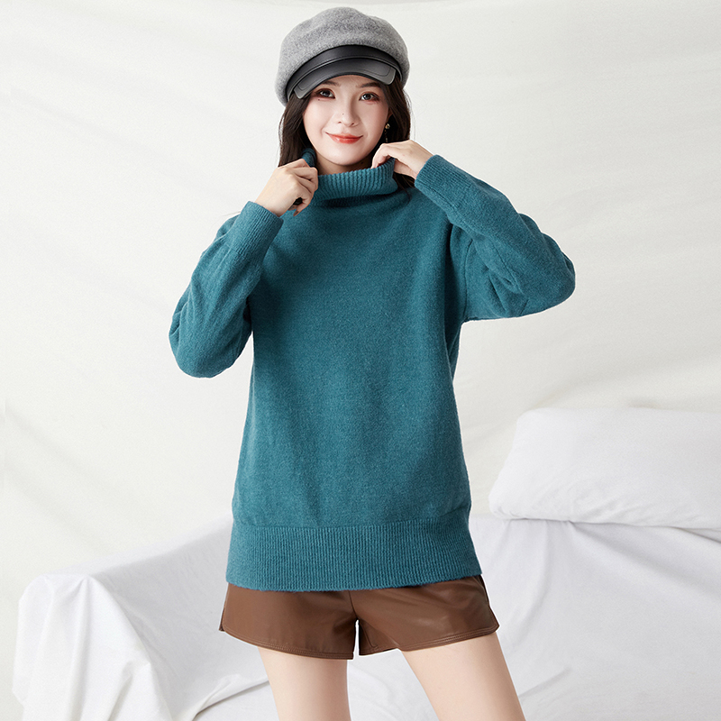 微弹长袖上衣纯色舒适毛衣