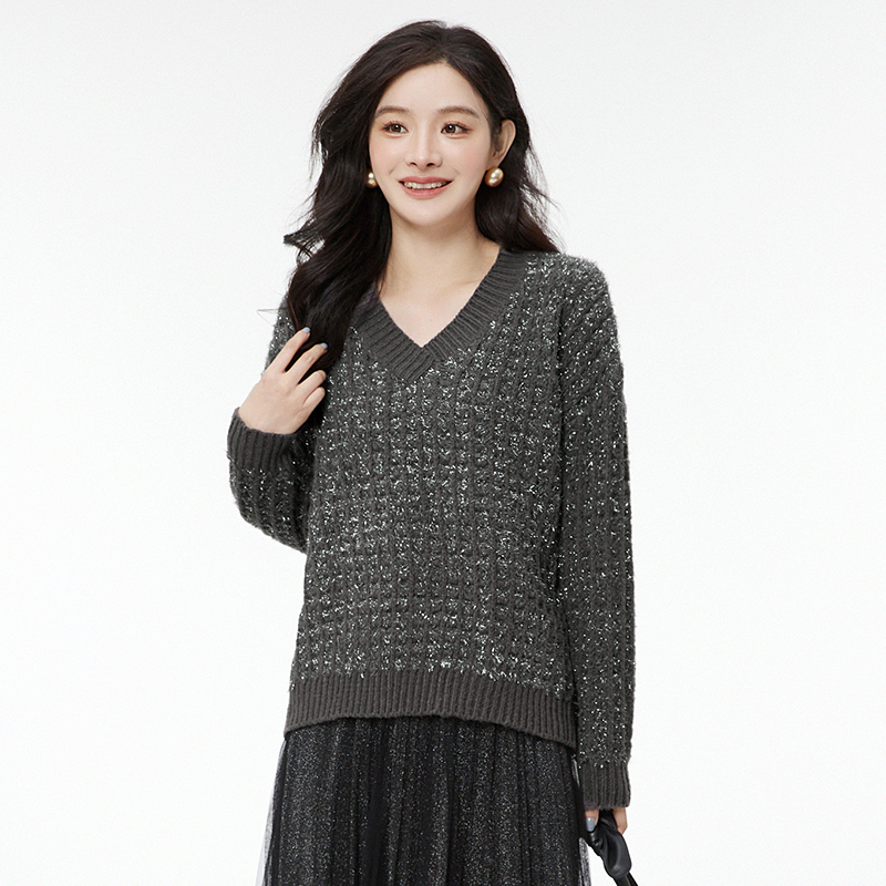 轻奢套头微弹力毛衣女