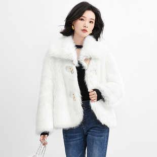 Outlets专柜撤柜正品 DR冬装新款单排扣长袖黄金绒大衣毛呢外套女