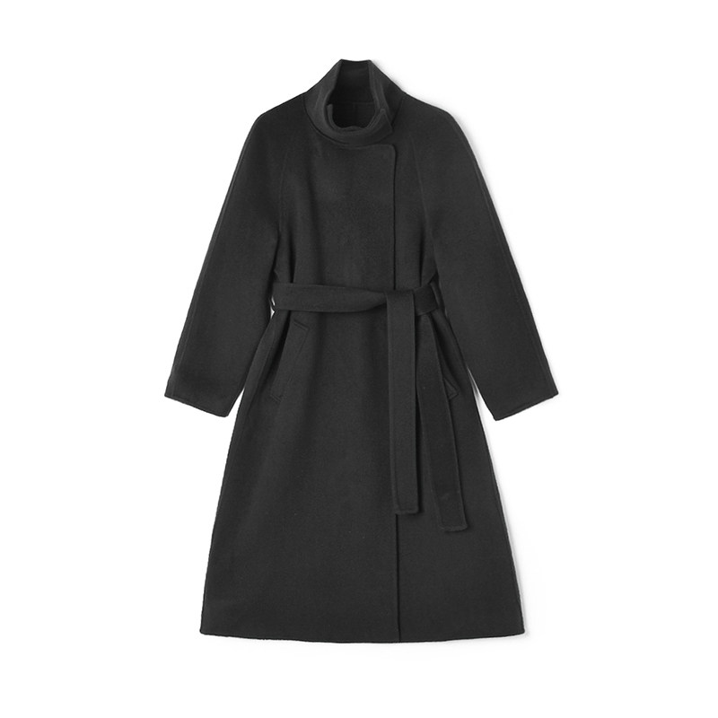 2025年冬Outlets正品 高端HE系列含羊毛宽松双面尼毛呢外套大衣女