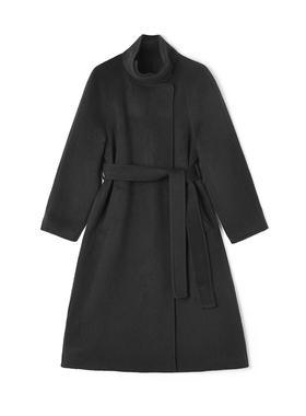 2025年冬Outlets正品 高端HE系列含羊毛宽松双面尼毛呢外套大衣女