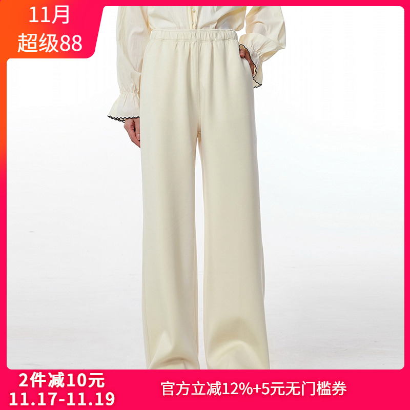 松紧腰长裤直筒休闲裤