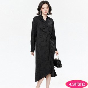 Outlets专柜撤柜正品 WP秋装2025新款端庄气质中长裙单排扣连衣裙