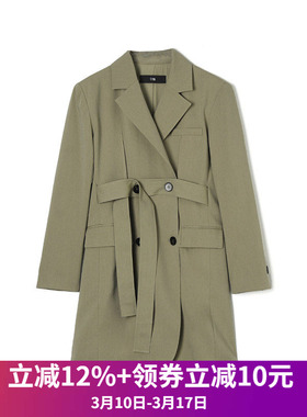 奥莱专柜品牌撤柜正品 WM春装新款 都市女性时尚感纯色长款外套女