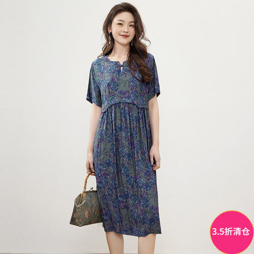 文艺复古妈妈装连衣裙