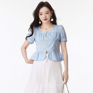 汉货精品HH夏装 衬衫 新款 气质上衣短袖 女 法式 Outlets专柜撤柜正品