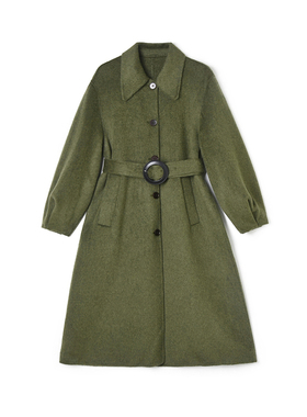 奥莱专柜正品 HE冬装2025新款 氛围感含羊毛双面尼毛呢外套大衣女