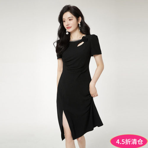 钉珠中长高级感连衣裙女