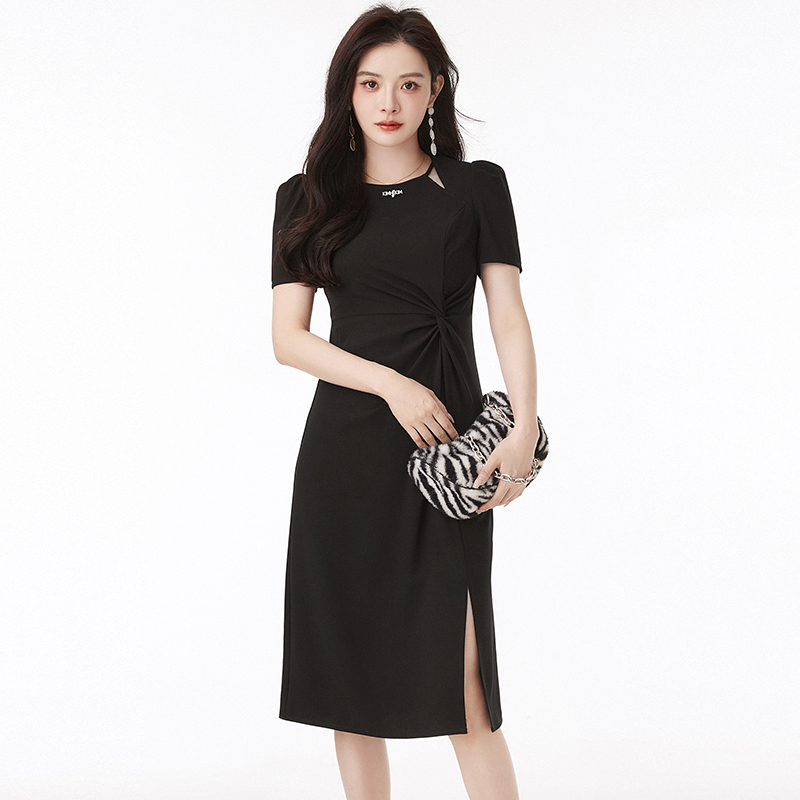 Outlets专柜撤柜正品 JP夏装2025新款时髦设计感中长裙修身连衣裙