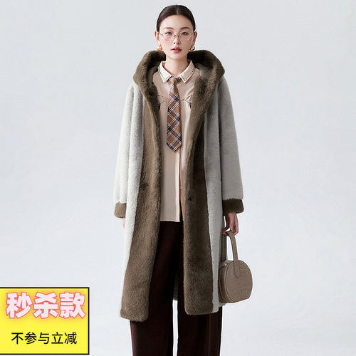 连帽黄金绒大衣毛呢外套