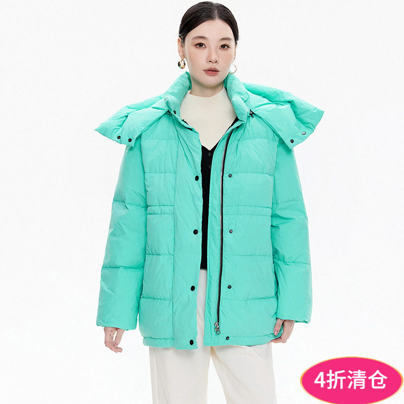 奥莱专柜正品 YR冬装2025新款 衬肤显白中长款外套白鸭绒羽绒服女