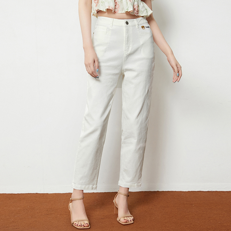棉质长裤梨型微弹牛仔裤