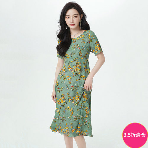 古韵典雅中长连衣裙女