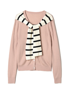 奥莱撤柜正品 GMS冬装新款 含羊毛开衫上衣拼接时髦感外穿毛衣女