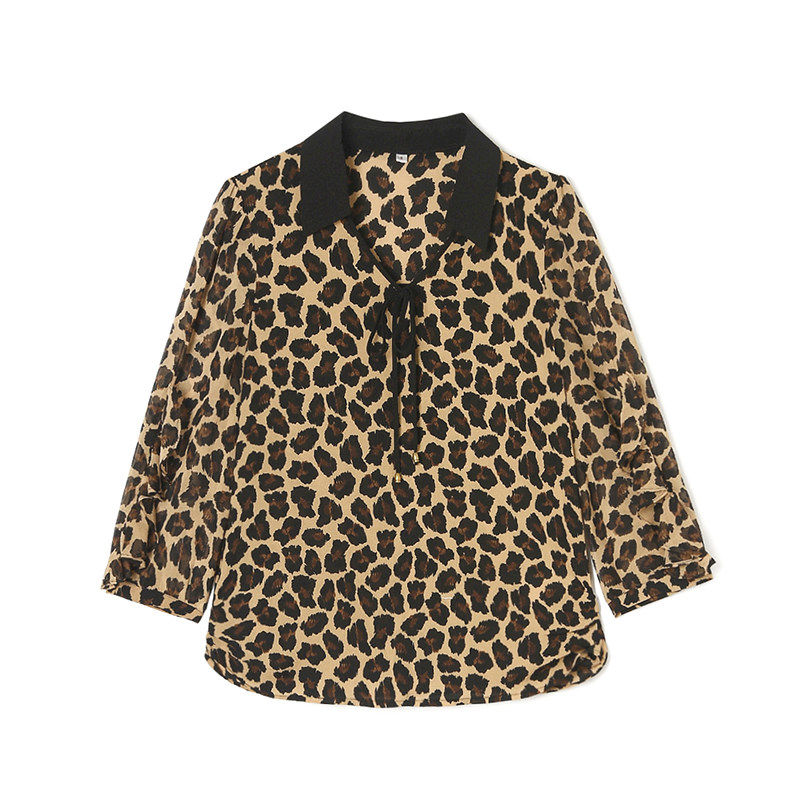 2026年春Outlets正品 高端HH系列摩登感复古宽松豹纹上衣雪纺衫女,女装/女士精品,蕾丝衫/雪纺衫,淘宝优惠券,粉丝福利购,淘宝优惠卷