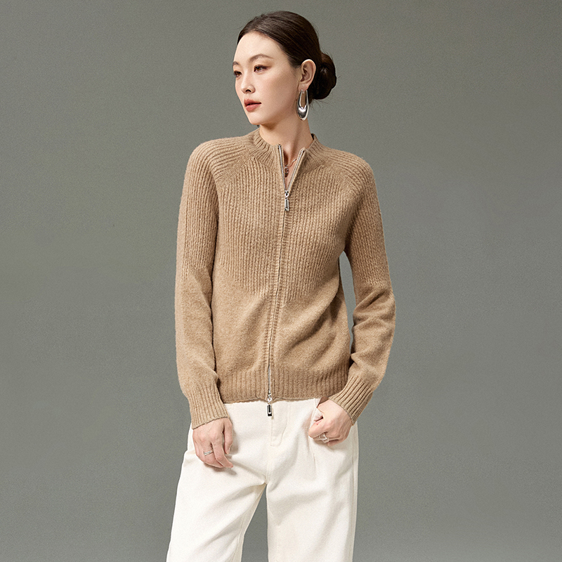 含羊毛开衫上衣微弹力毛衣