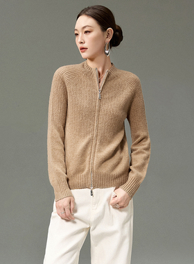 Outlets专柜撤柜正品 HZ冬装2025新款含羊毛开衫上衣微弹力毛衣女