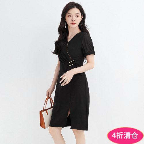 法式优雅短袖连衣裙女
