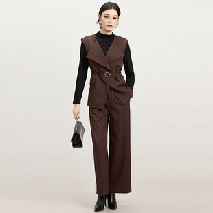 三件套装 2025年秋Outlets正品 长裤 长袖 女 高端AW系列一粒扣马甲