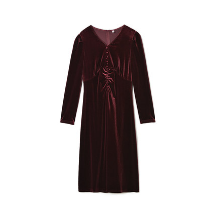 奥莱专柜品牌撤柜正品 ZK秋装2025新款 性感气质中长裙舒适连衣裙