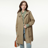 奥特莱斯品牌折扣 风衣外套女 休闲风宽松舒适连帽长款 XY秋装 新款