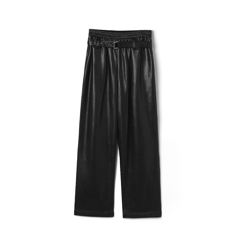 薄绒皮质长裤百搭休闲裤