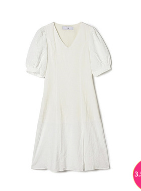 奥莱专柜品牌撤柜正品 UW夏装2025新款 简洁大气中裙五分袖连衣裙