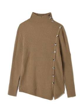 奥莱专柜正品 MO冬装2025新款 不规则设计上衣微弹打底长袖毛衣女