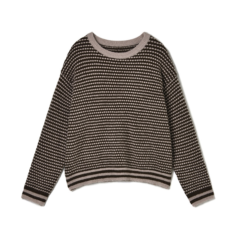 奥特莱斯品牌折扣 SF冬装新款 复古怀旧外穿内搭九分袖上衣毛衣女