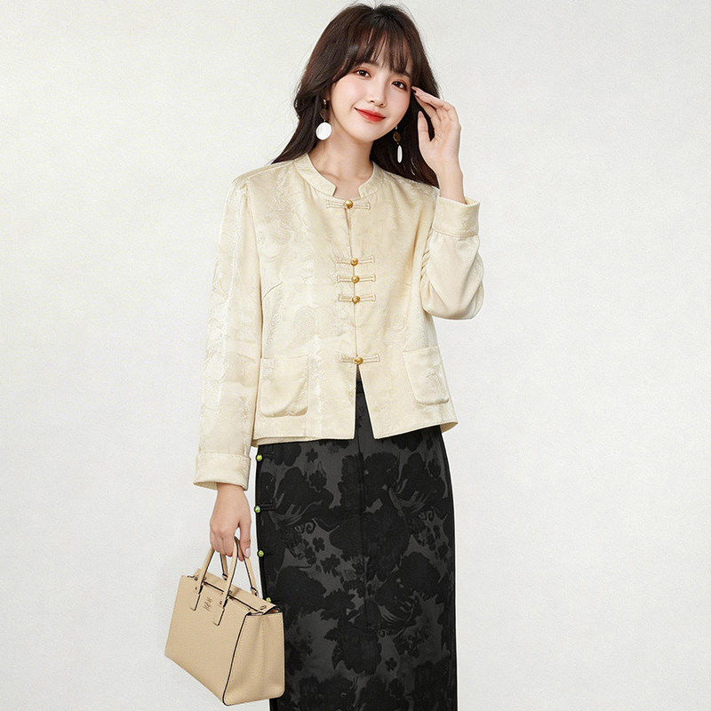 奥莱专柜撤柜正品 深圳南油CV春装新款 新中式上衣国风盘扣外套女