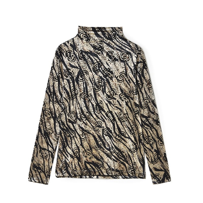 豹纹打底上衣套头长袖T恤