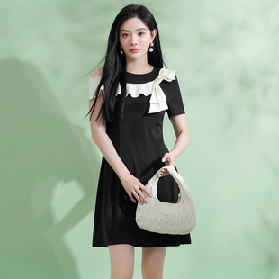 单边露肩设计中裙连衣裙 新款 Outlets专柜撤柜正品 汉货精品HH夏装