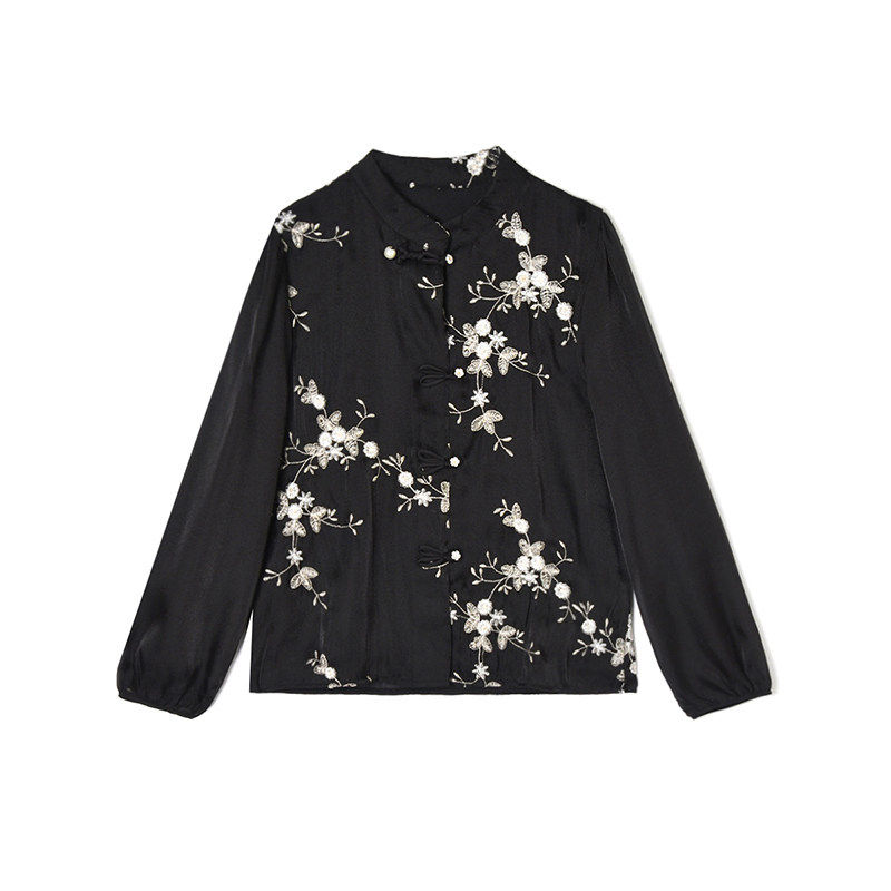 2026年春Outlets正品 高端AL系列绣花轻量新中式上衣单排扣衬衫女