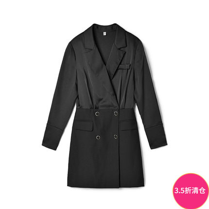 Outlets专柜撤柜正品 ZK秋装2025新款职业高级感短裙双排扣连衣裙