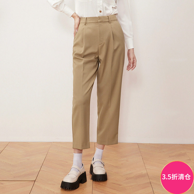 Outlets专柜撤柜正品 LI秋装2025新款含绵羊毛高腰长裤子休闲裤女