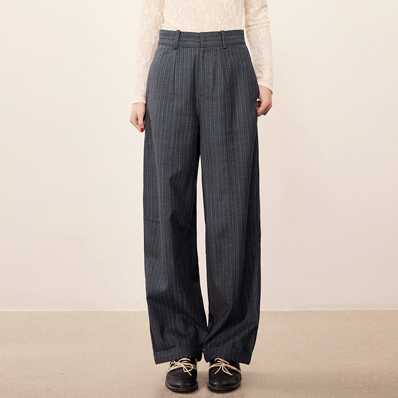 奥莱专柜撤柜正品 南油N系列春装新款 含羊毛高腰通勤风休闲裤女